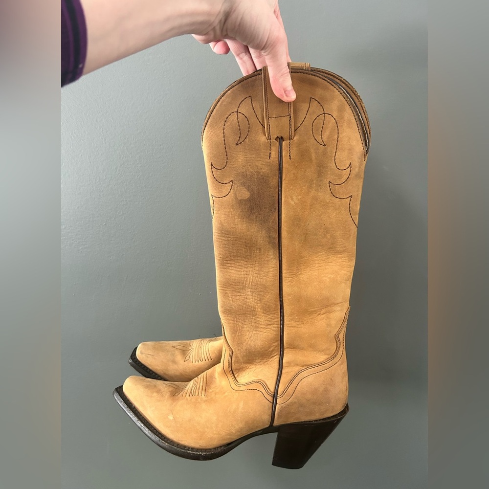 J.B. Dillon Light Brown Leather Cowgirl Boots